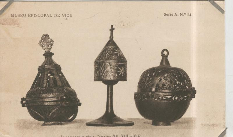 Postal 010263: Vich: museo episcopal: Incensers y pixis