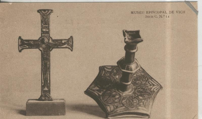 Postal 010264: Vich: museo episcopal: Crucifix y peu de copo esmaltats