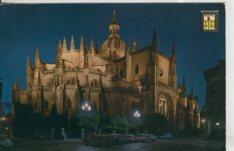 Postal 010391: Vista nocturna de la catedral de Segovia