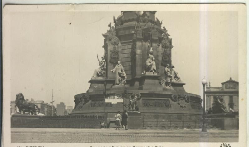 Postal 010529: Pedestal Monumento a Colon en Barcelona  