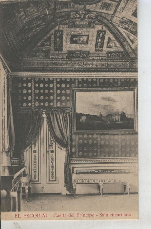 Postal 010823: Sala encarnada de la casita del Principe en El Escorial, Madrid