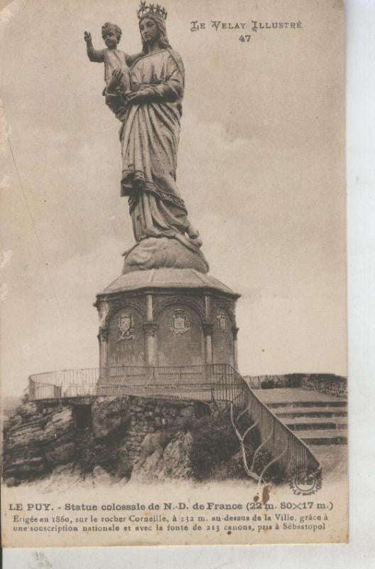 Postal 010832: Statue colossale de N.D de France en Le Puy, Francia