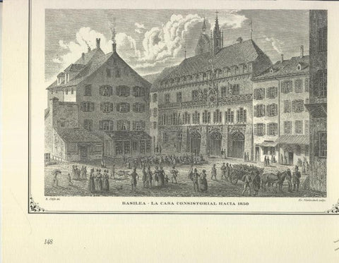 Lamina 55: Basilea, la casa consistorial hacia 1850