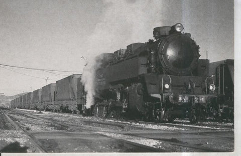 Postal 010905: Tren de Mercancia con locomotara vapor 242T Andorra, en andorra,teruel en 1989
