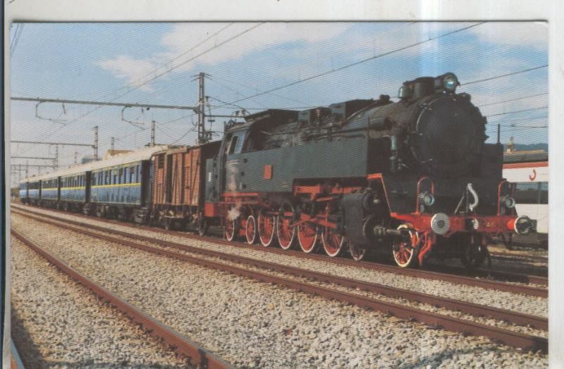 Postal 010990: Locomotora vapor 2-4-2-T-Escatron en Madrid en 1998