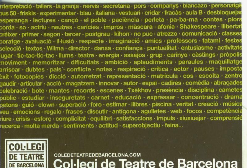 Postal 005597 : Propaganda col legi de teatre de Barcelona