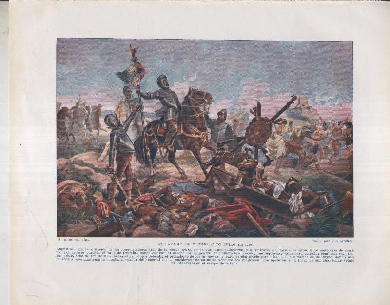 Historia de España lamina 015. La batalla de Otumba (1520)