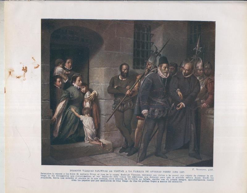Historia de España lamina 025: Rodrigo Vazquez saliendo de visitar
