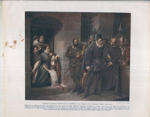 Historia de España lamina 025: Rodrigo Vazquez saliendo de visitar
