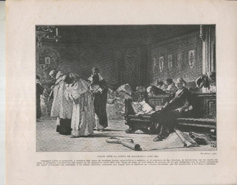 Historia de España lamina 037: Colon ante la Junta de Salamanca (1486)