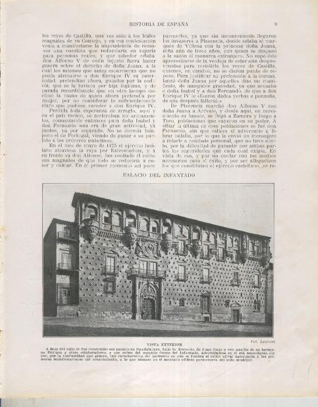 Historia de España lamina 065: Vista exterior del Palacio del Infantado