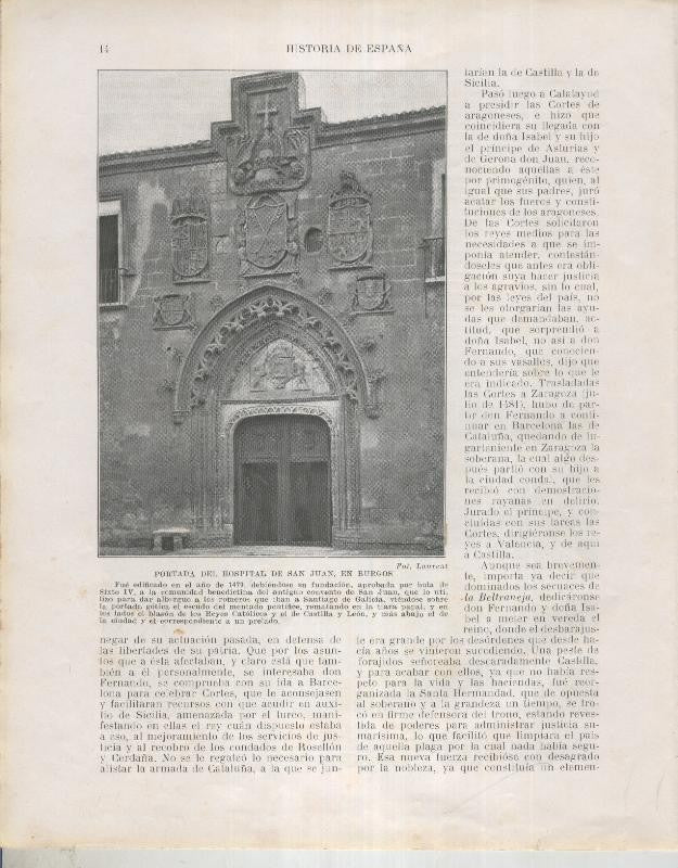 Historia de España lamina 067: Hospital de San Juan en Burgos