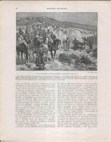 Historia de España lamina 072: Sitio de Malaga por los Reyes Catolicos (1487)