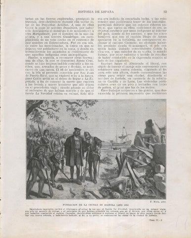 Historia de España lamina 081: Fundancion de la ciudad de Isabela (1493)