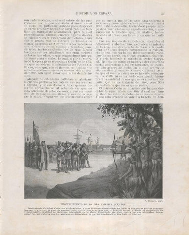 Historia de España lamina 082: Descubrimiento de la isla Jamaica (1494)
