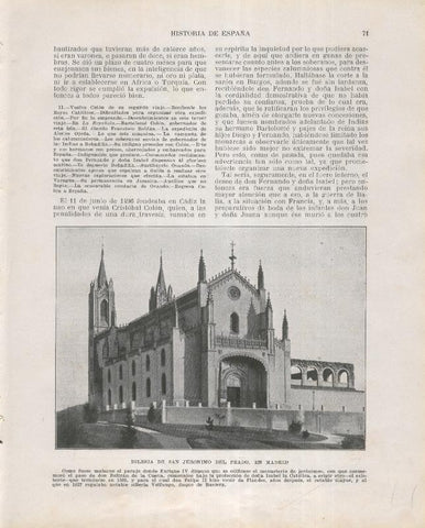 Historia de España lamina 090: Iglesia de San Jeronimo del Prado en Madrid