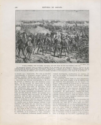 Historia de España lamina 103: Batalla de San Juan de Pie de Puerto (1516)