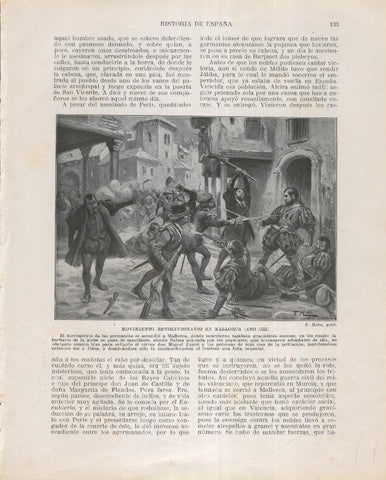 Historia de España lamina 113: Movimiento revolucionario en Mallorca (1522)