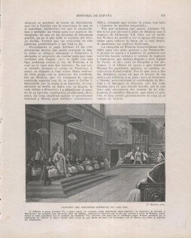 Historia de España lamina 116: Eleccion del Pontifice Clemente VII (1523)