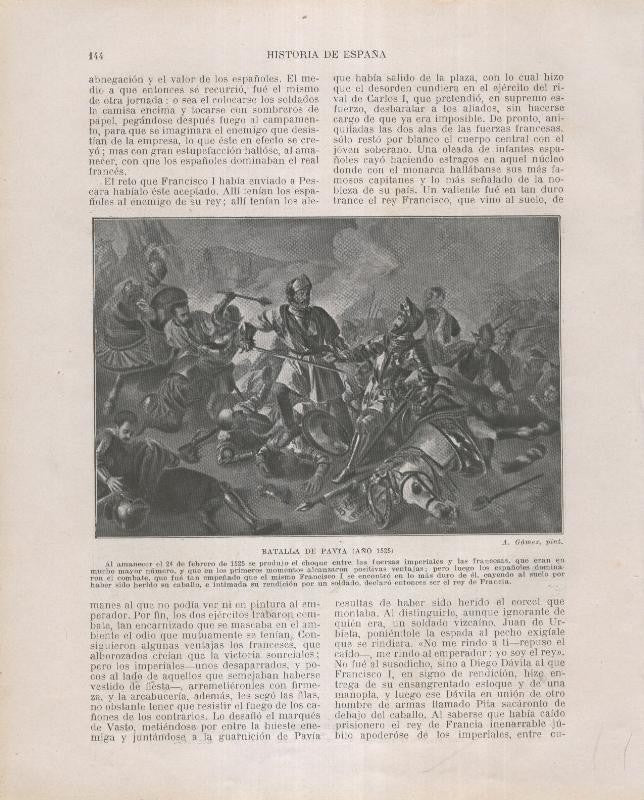 Historia de España lamina 117: Batalla de Pavia (1525)