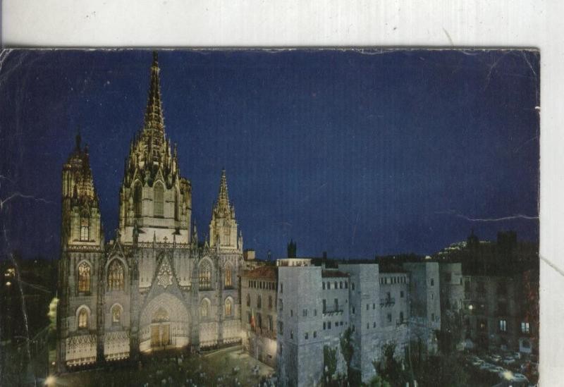 Postal 004480 : Catedral de Barcelona vista noctura