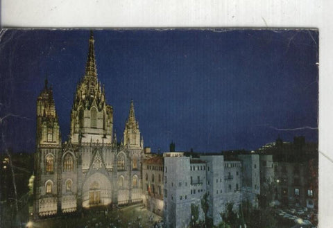 Postal 004480 : Catedral de Barcelona vista noctura