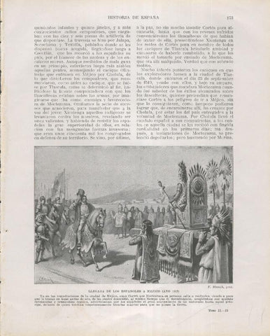 Historia de España lamina 127: Llegada de los españoles a Mejico (1519)