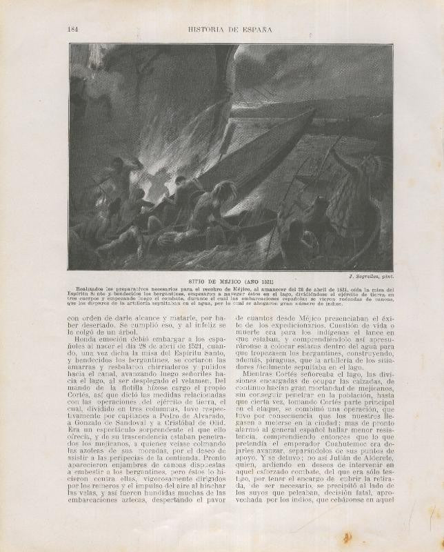 Historia de España lamina 132: Sitio de Mejico (1521)