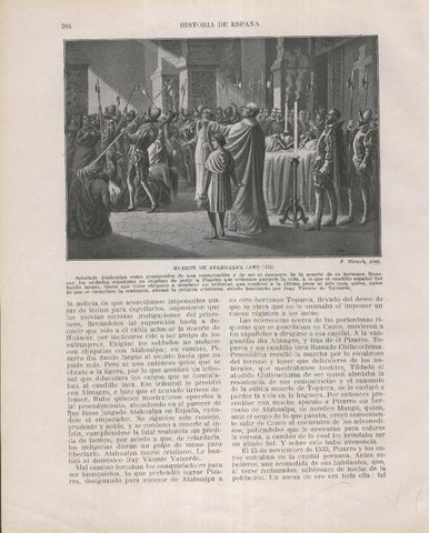 Historia de España lamina 141: Muerte de Atahualpa (1533)
