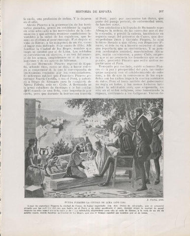 Historia de España lamina 143: Fundacion de Lima por Pizarro (1536)