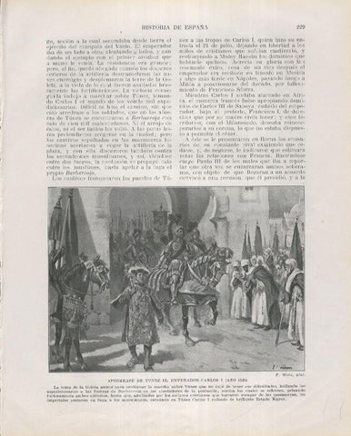 Historia de España lamina 153: Carlos I se apodera de Tunez (1535)