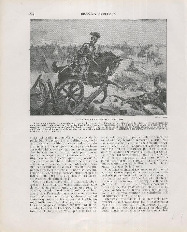 Historia de España lamina 157: La batalla de Cerisoles (1544)