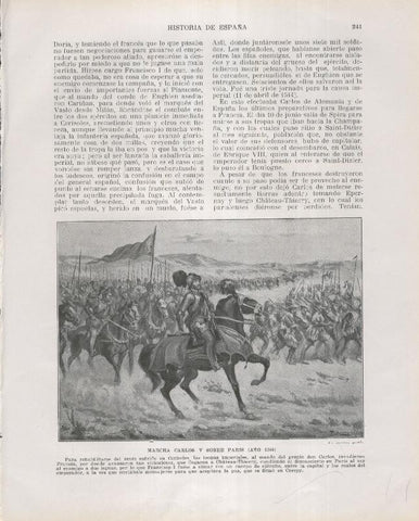 Historia de España lamina 158: Marcha de Carlos V sobre Paris (1544)