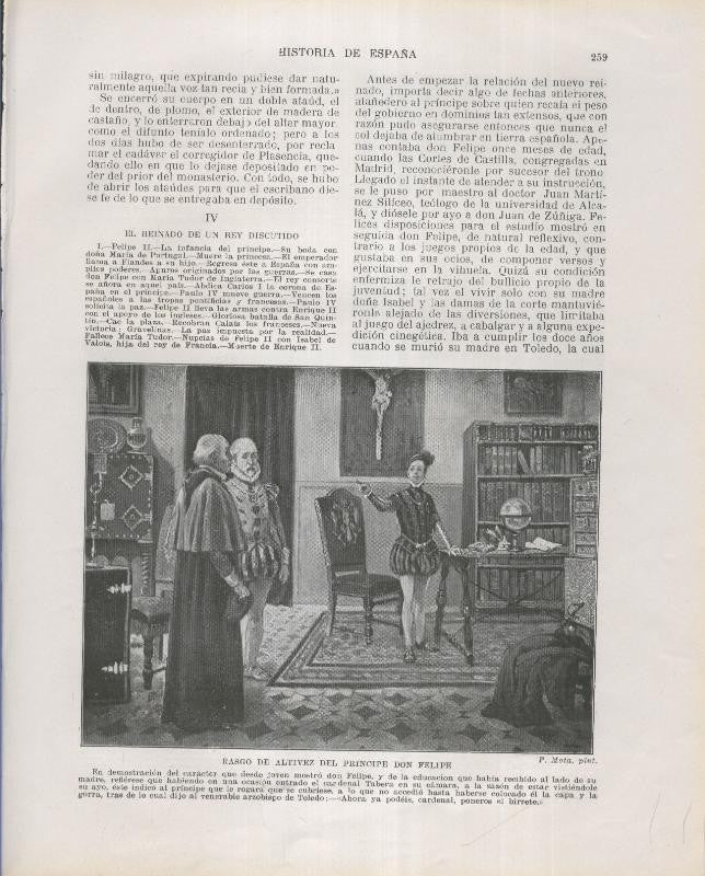 Historia de España lamina 166: Rasgo de altivez del principe Don Felipe