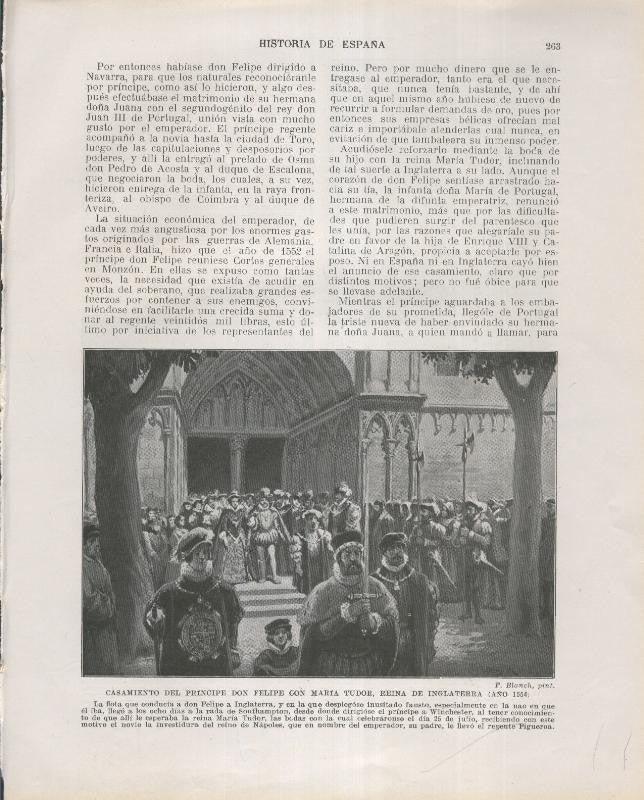 Historia de España lamina 168: boda de Don Felipe con Maria de Tudor, reina de Inglaterra (1554)