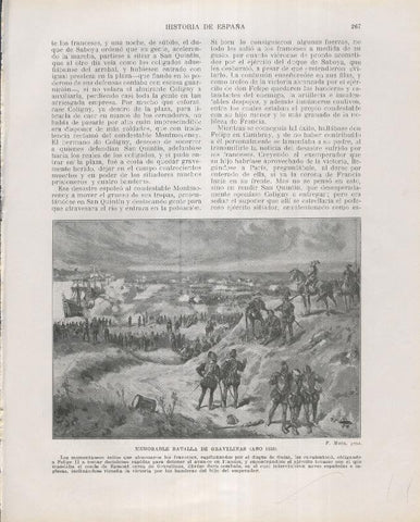 Historia de España lamina 171: Batalla de Gravelinas (1558)