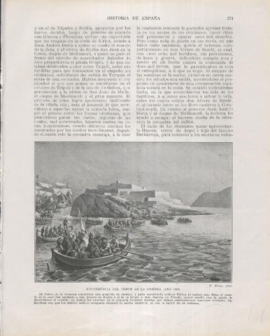 Historia de España lamina 172: Reconquista del peñon de la gomera (1564)