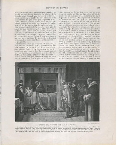 Historia de España lamina 183: Muerte del principe Don Carlos (1568)