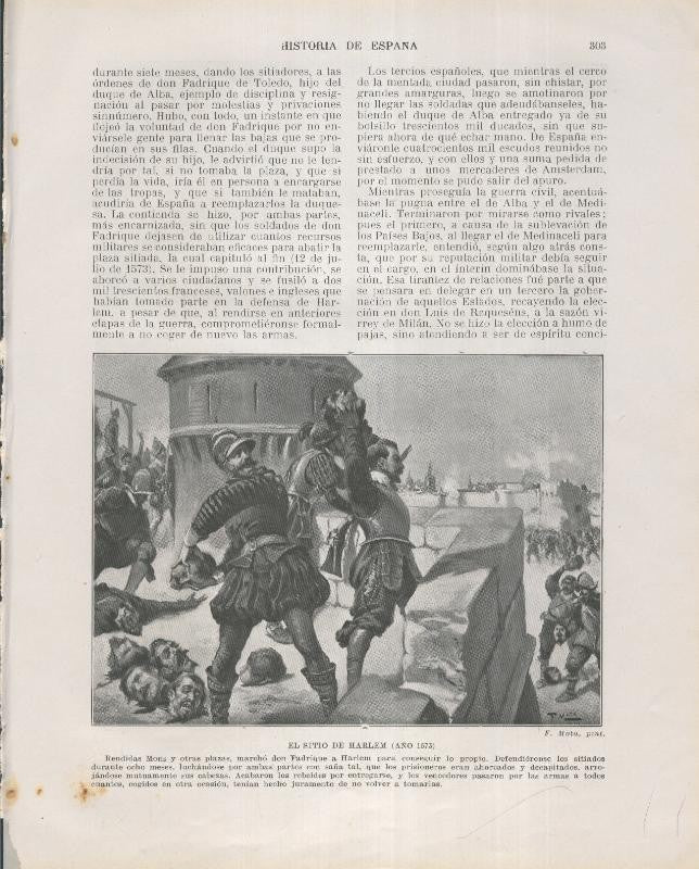 Historia de España lamina 186: El sitio de Harlem (1573)