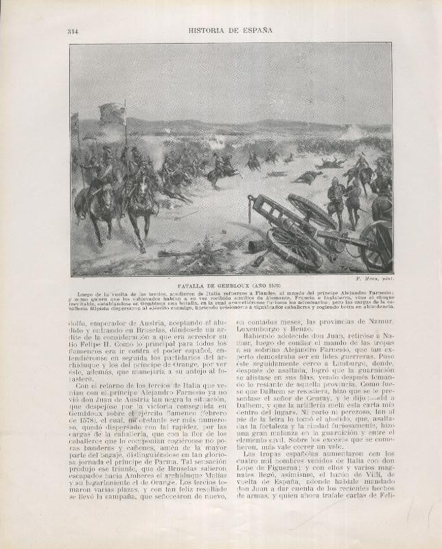 Historia de España lamina 191: Batalla de Gembloux (1578)
