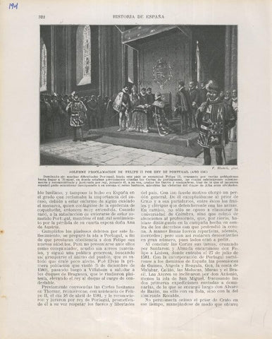 Historia de España lamina 194: Solemne proclamacion de Felipe II por rey de portugal (1581)