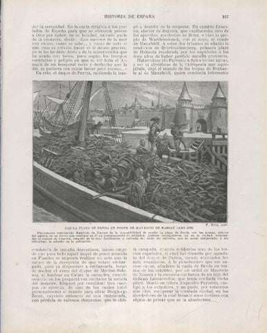Historia de España lamina 200: caida de Breda en poder de Mauricio de Nassau (1590)