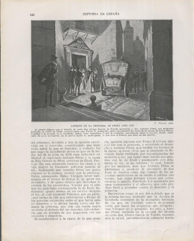Historia de España lamina 202: Arresto de la princesa de Eboli (1579)