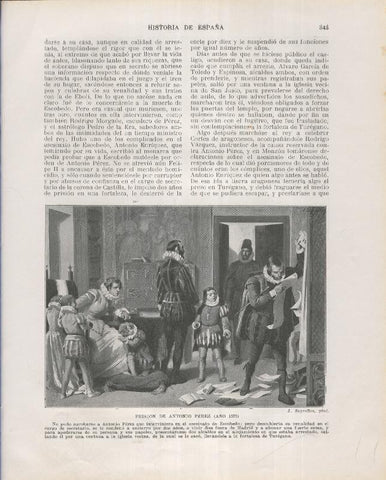 Historia de España lamina 203: Prision de Antonio Perez (1579)