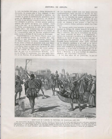 Historia de España lamina 208: Ejecucion de Gabriel de Espinosa en Portugal (1595)