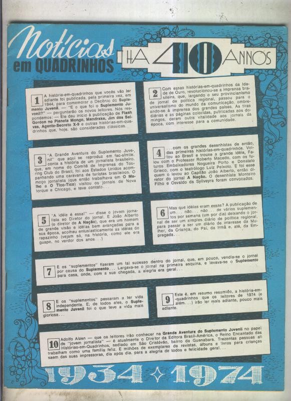 Fanzine: Noticias em Quadrinhos ha 40 annos 1934-1974