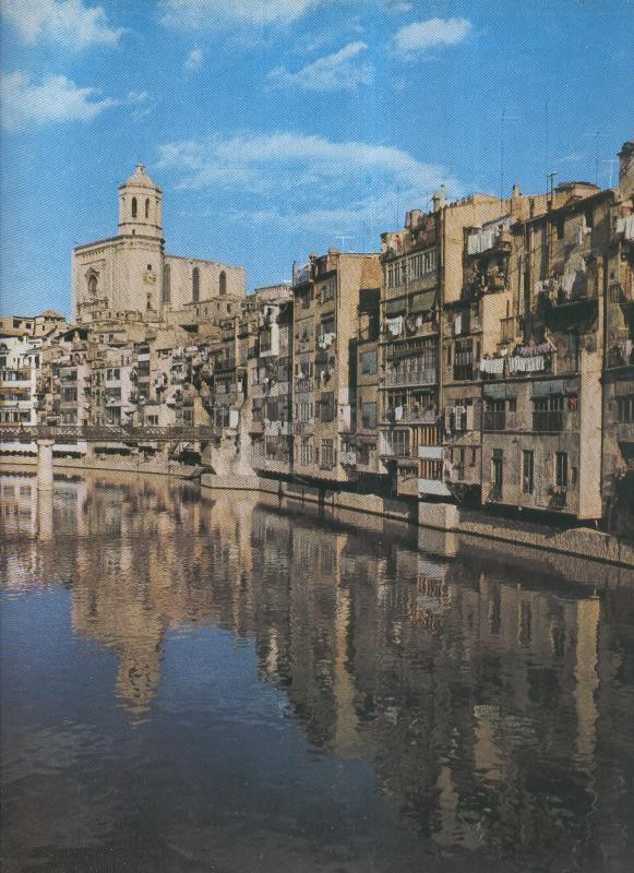 Album Grafico de España lamina 65: El rio Onyar, Gerona