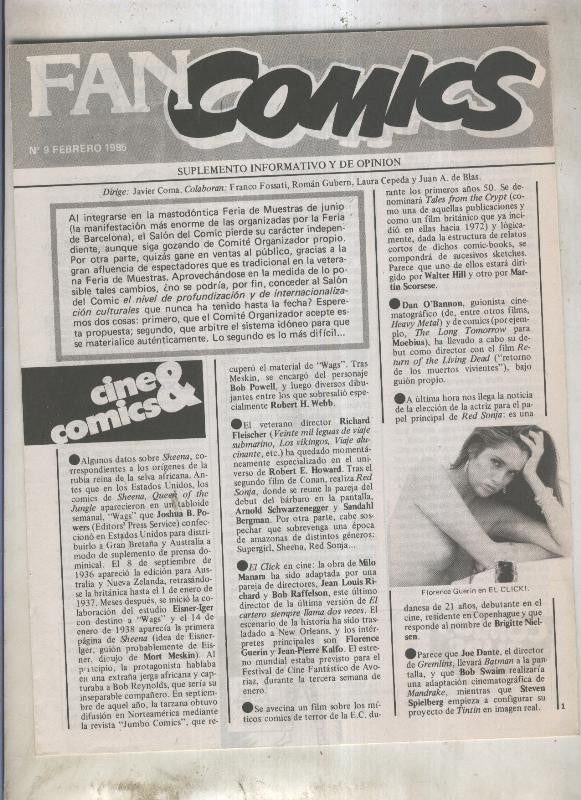 Fanzine: Fan Comics numero 9-febrero 1985 (ultimo numero publicado)