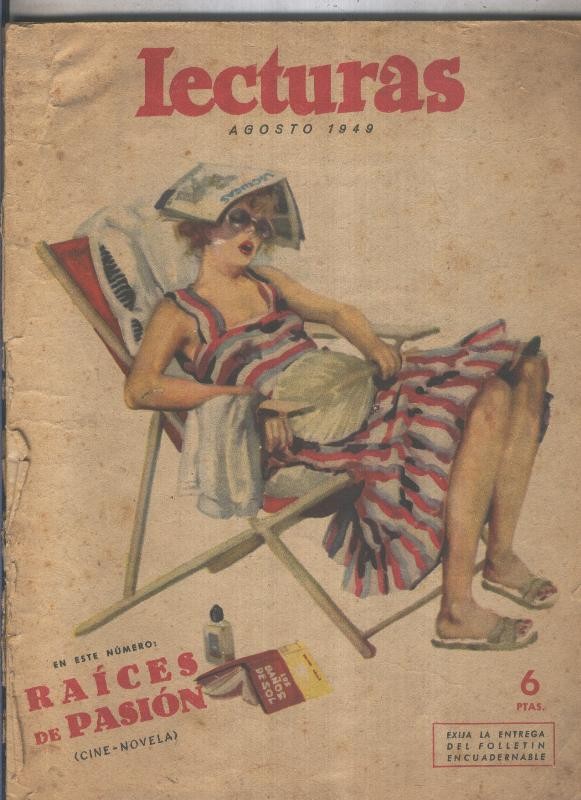 Lecturas numero agosto 1949 (cubierta aviejada en lado lomo)