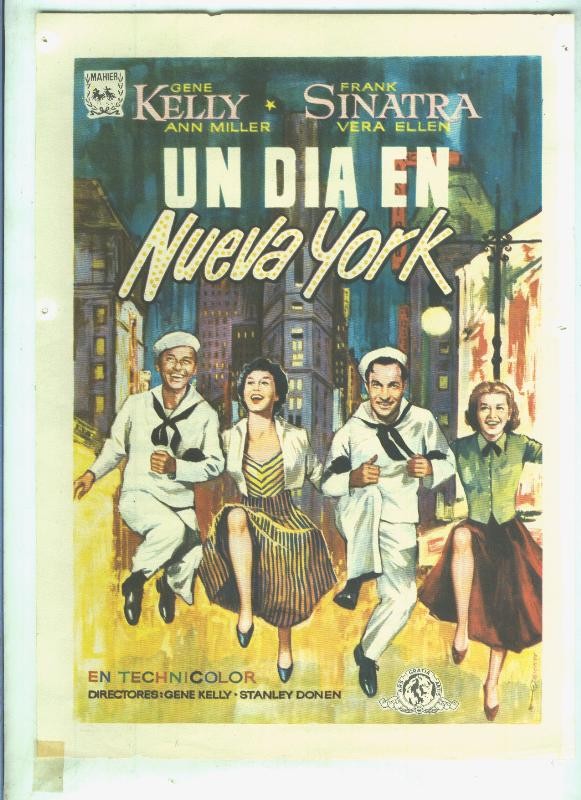 Poster ficha de cine: Un dia en Nueva York (Frank Sinatra-Gene Kelly)